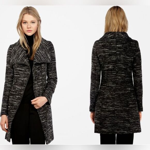 Soia & Kyo Jovita Wool Blend Knit Asymmetrical Zipper Coat - Picture 1 of 9